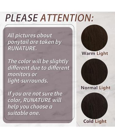 RUNATURE Ponytail Extension - Real Hair 40cm Braid Darkest Brown #2 80g 16 Inch Natural Look - Buy Online on GoSupps.com