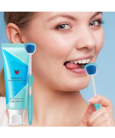 Baok Tongue Cleaning Gel Set - Natural Organic Cleaner with Brush for Men Women & Children - Ergonomic Long Handle Safe Oral Hygiene - Buy Online on GoSupps.com