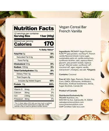 Promix Nutrition Vegan Protein Puff Bars - French Vanilla Flavor | High Protein & Low Calorie Marshmallow Treat | Kosher & Soy Free - Buy Online on GoSupps.com