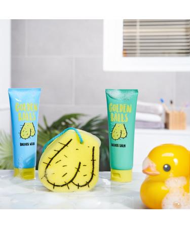 Golden Balls Balm & Sponge Set - Novelty Gift for Men - Intimate Care Essentials - Buy Online on GoSupps.com