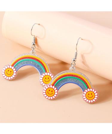 Feyley Earrings - Acrylic Pendant Earrings for Women | Lightweight Cartoon Fashion Jewelry for Everyday & Casual Dates | Colorful Rainbow Design - Buy Online on GoSupps.com