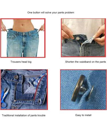 12 Sets 17mm No Sew Instant Jean Buttons - Removable Metal Pants Button Pins for Waist Size Adjustment - Ideal for Cowboy Clothing, Jackets, and Bags - Buy Online on GoSupps.com