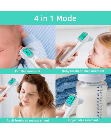 Maymocon Baby Ear Thermometer - Infrared Digital 4-in-1 Touchless Forehead Thermometer for Kids & Adults - CE Approved with Fever Alarm - 1S Reading - Memory Function - Grey Cap - Buy Online on GoSupps.com