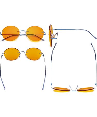 Eyekepper Frameless Blue Light Blocking Glasses - Round Rimless Orange Tinted Lens for Better Sleep - Unisex +0.00 Blue-bb98 - Buy Online on GoSupps.com