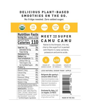 Buy Noka Organic Strawberry Pineapple Smoothie Superfood 4.22 oz | Healthy Snack - Buy Online on GoSupps.com