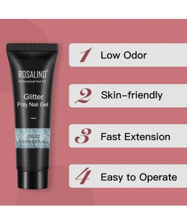 ROSALIND Blue Glitter Poly Nail Gel Set - 6PC 15ML Colors for Super Shiny Diamond Nail Extensions - Easy & Trendy Gel Nails for Beginners - Buy Online on GoSupps.com