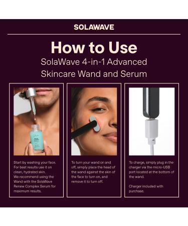 SolaWave 4-in-1 Facial Wand & Renew Complex Serum Bundle | Red Light Therapy & Microcurrent Device for Anti-Aging | Face Massager with Anti-Wrinkle Serum - Matte Black - Buy Online on GoSupps.com