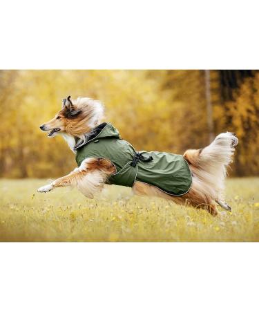 Rukka Pets STREAMY ECO Raincoat for Dogs - Dark Olive Green - Size 25 | Eco-Friendly & Stylish Dog Rain Gear - Buy Online on GoSupps.com