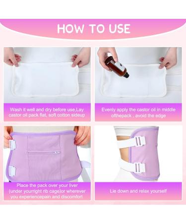 Sanwuta 4 Pack Castor Oil Pack Wrap for Kids - Organic Reusable Compress Kit with Storage Bags | Ideal for Massage & Relaxation - White Blue Pink Purple - Buy Online on GoSupps.com