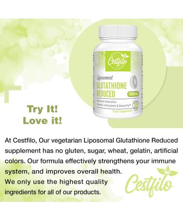 Cestfilo Liposomal Glutathione Reduced 1300 mg Active Form L Glutathione Reductase (GSH) Powerful Antioxidant for Optimal Cell Protection (60 Count (Pack of 1)) - Buy Online on GoSupps.com