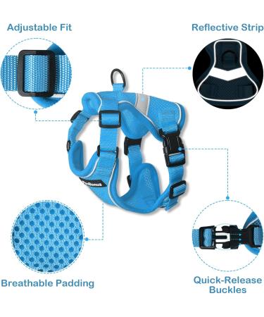 Petbonus Adjustable Cat Dishes with Leash Break-Out | Soft & Breathable Cat Bowls for Kittens | Reflex Strips - Small Blue - Buy Online on GoSupps.com