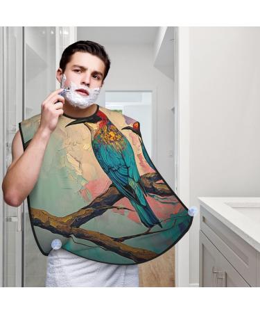 Colorful Birds Print Beard Bib Apron | Non-Stick Hair Catcher for Men | Perfect Shaving Gift | One Size Black - Buy Online on GoSupps.com