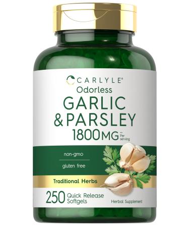 Carlyle Odorless Garlic & Parsley 1800mg | 250 Softgels | Non-GMO, Gluten Free Supplement