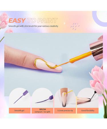 JOSLOVE Gel Liner Nail Art Gel Polish Set 12 Colors Tulip Gel Nail Polish Kit Built  Thin Nail Art Brush in Bottle  Gel DIY Nail Art Tools Gifts for Women Girls L122 C-LinerGel L122 - Buy Online on GoSupps.com