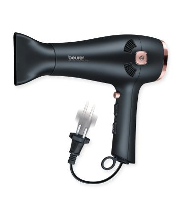 Beurer HC 55 ion hair dryer with retractable cord ion technology professional nozzle and volume diffuser black