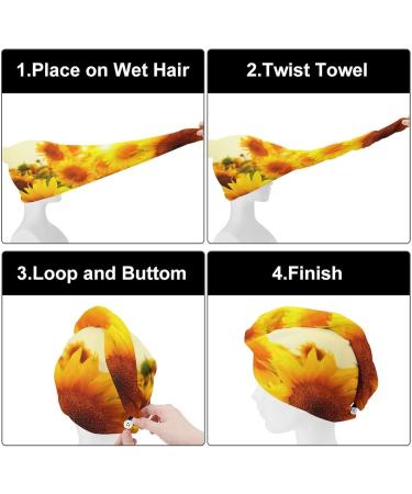 Field of Sunflowers Microfiber Hair Towel Wrap for Women | Super Absorbent Hair Turban | 10 x 26 | Fast International Shipping - Buy Online on GoSupps.com
