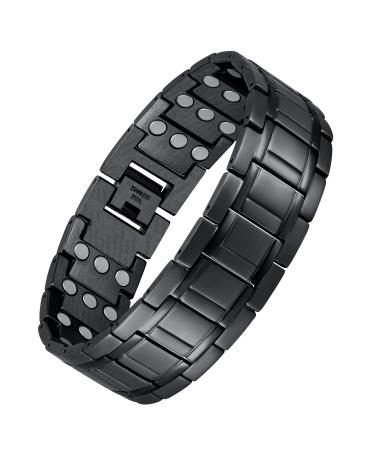 Jeracol Magnnet hard band men titanium steel magnet bracelet healing men with ultra strength of 3500 gauss magnet adjustable bracelet with distance tools and jewelry-gift box 3x-black-B - Buy Online on GoSupps.com