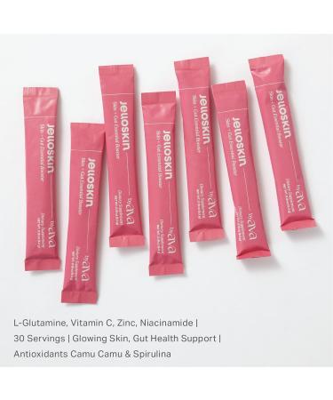 byAVA Jelloskin Skin + Gut Essential Prebiotic Booster Powder | L-Glutamine 1500mg, Vitamin C, Zinc, Niacinamide | 30 Servings | Glowing Skin, Gut Health Support | Antioxidants Camu Camu & Spirulina - Buy Online on GoSupps.com