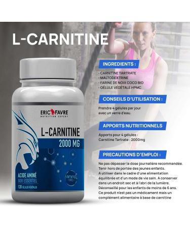 L-CARNITINE 2000mg - L Carnitine Semi-Essential Amino Acid Antioxidant Energy Aids in the burning of adipose tissue 120 capsules - Eric Favre - Buy Online on GoSupps.com