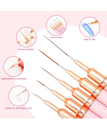 Nail Art Liner Brushes Set - 5Pcs Fine Drawing Tools for Long Lines & Details - Buy Online on GoSupps.com
