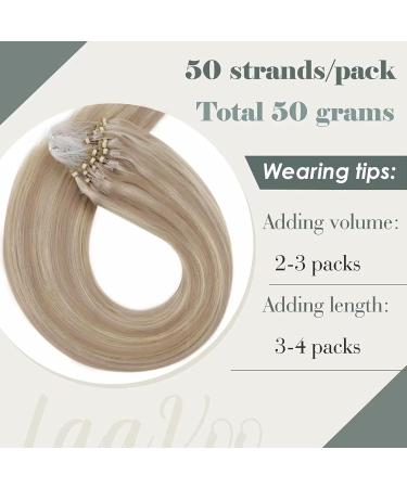 Buy Laavoo 60cm Real Hair Extensions - Ash Blonde & Light Blonde Micro Loop Microring Extensions (50g 1g/s) | High-Quality Hair Extensions for International Shipping - Buy Online on GoSupps.com