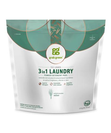 Grab Green 3 in 1 Laundry Detergent Pods Vetiver132 Loads 5lbs 4oz (2376 g)