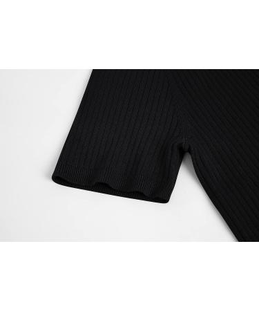 Mens Casual Slim Fit Turtleneck T-Shirt in Black | Rib Knitted Stretch Pullover Sweater - Buy Online on GoSupps.com