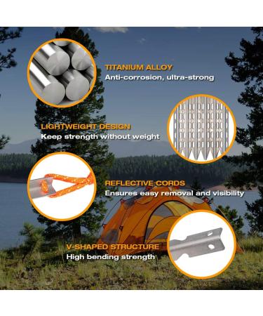Hikemax Ultralight Titanium Tent Stakes 6 Pack - V-Shaped Tent Pegs for Camping - Buy Online on GoSupps.com