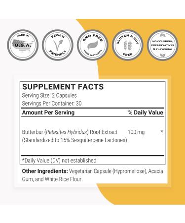 Supersmart - Butterbur Extract (High Potency) - 15% Sesquiterpenes - Natural Herb Supplement | Non-GMO & Gluten Free - 60 Vegetarian Capsules - Buy Online on GoSupps.com