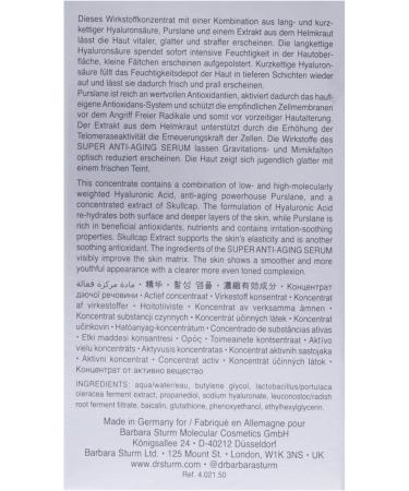  Dr. Barbara Sturm Dr. Barbara Sturm Super Anti-Aging Serum For Unisex 28.5g Serum - Buy Online on GoSupps.com