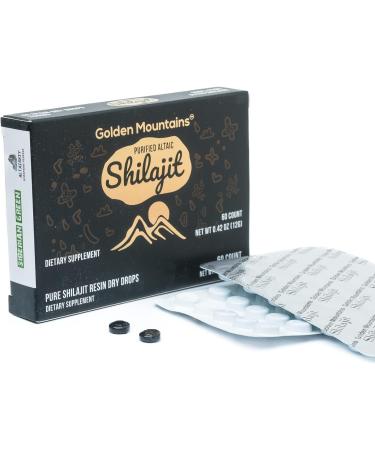 Premium Pure Shilajit Dry Drops by Siberian Green Altai Golden Mountains - 60 Tabs (200mg) | Authentic Safety & Quality Certified | US Lab Tested Fulvic Acid Herbal | 60 Count(pack of 1) - Buy Online on GoSupps.com