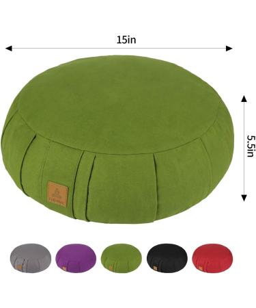 Round Zafu Meditation Cushion Set - Organic Cotton & Buckwheat Fill - 5 Colors - Large Black - Buy Online on GoSupps.com