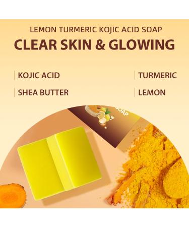 IREV Lemon Turmeric Kojic Acid Soap - Exfoliating & Cleansing Bar for Dark Spots Acne Face & Body - 200g/7OZ - Buy Online on GoSupps.com