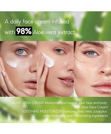 98% Organic Aloe Vera Moisturizer Facial Cream | Anti-Wrinkle & Hydrating for Dry Skin & Acne Scars - Buy Online on GoSupps.com