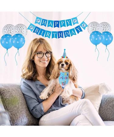Dog Birthday Bandana Hat Banner Set - Premium Blue Dog Party Accessories for Boys & Girls - Buy Online on GoSupps.com
