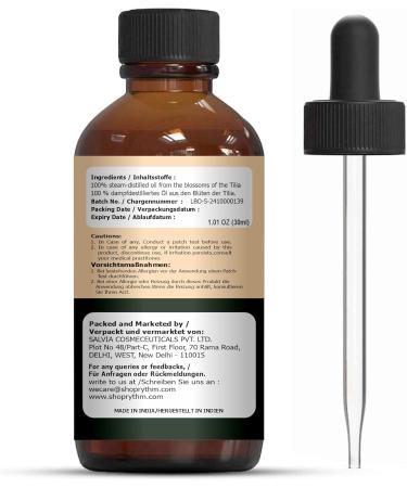  ORGANIC ZING Organic Zing Linden Flower Oil 30 ml Pure and natural oil for aromatherapy massage skincare and DIY formulations - Buy Online on GoSupps.com