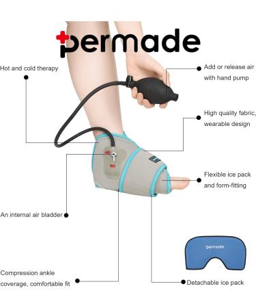 Compression Ankle Ice Pack with Air Pump - Hot & Cold Therapy for Plantar Fasciitis, Swelling, Sprains - Reusable Gel Wrap for Foot Injuries - Buy Online on GoSupps.com