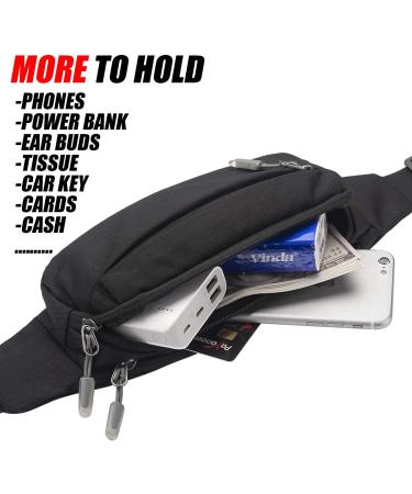 USHAKE Fanny Pack Waist Pack with Extender | Adjustable Straps | 3-Zipper Pockets | for Men, Women | Travel, Hiking, Running | BLACK - Buy Online on GoSupps.com