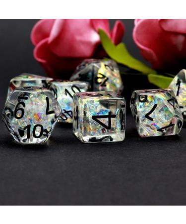 PJOY Clear Rainbow DND Dice Set - 7PCS Iridescent Resin Polyhedral RPG Game Dungeons and Dragons Gifts - Buy Online on GoSupps.com