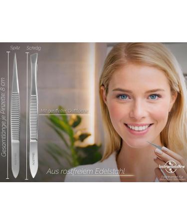 Premium Stainless Steel Hair Tweezers Set - Slanted & Pointed for Precision Grooming | International Shipping Available - Buy Online on GoSupps.com