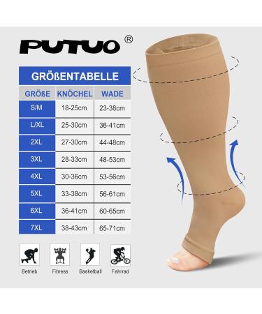 Buy Putuo Compression Stockings for Men & Women Oversized Thrombosis Socks (Beige 7XL) Open Tip Support Stockings for Medical & Flight Use - Buy Online on GoSupps.com