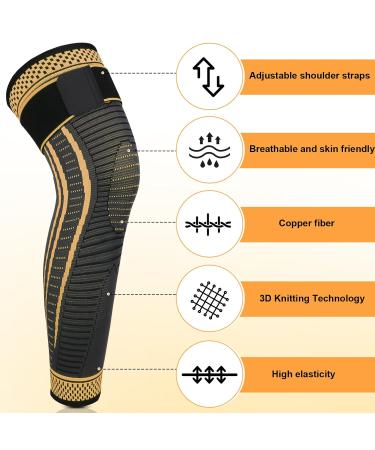 Shop Long Copper Knee Braces for Full Leg Support | Compression Sleeves for ACJ PCL Meniscus Tear & Arthritis - X-Large Size - Buy Online on GoSupps.com