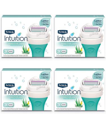 Schick Intuition Pure Nourishment Womens Razor Refills with Coconut Milk and Almond Oil (Pack of 4)
