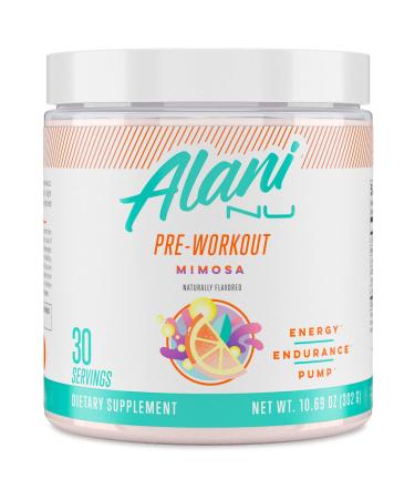 Alani Nu Pre Workout Supplement Powder for Energy  Endurance & Pump | Sugar Free | 200mg Caffeine | Formulated with Amino Acids Like L-Theanine to Prevent Crashing | Mimosa  30 Servings