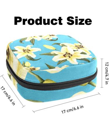 Hand-Drawn Lily Flower Zipper Bag - Portable Menstrual Pad & Cup Storage - Stylish Women's Napkin Organizer - Color 9 - Buy Online on GoSupps.com