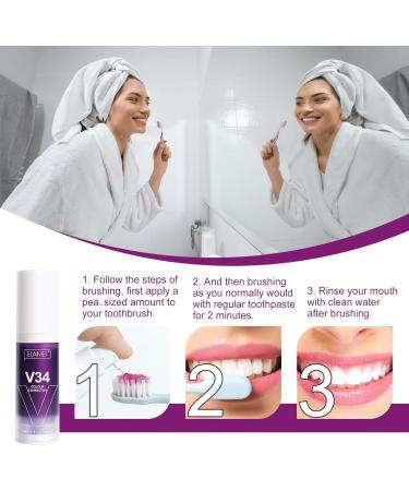 V34 Tooth Whitening - Color Correction Toothpaste (2 Pack) for Stain Removal & Deep Cleaning | Enhance Your Dental Health - Buy Online on GoSupps.com