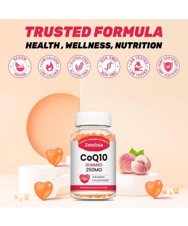 2 Pack CoQ10 Gummies, 5X Better Absorption Coenzyme Q10 for Cellular Energy and Antioxidant Support, 120 Peach Gummies 60 Count (Pack of 2) - Buy Online on GoSupps.com
