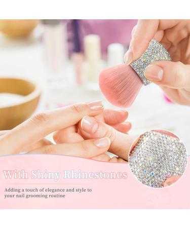 ANGNYA Pink Nail Dust Brush with Rhinestones | Fluffy Makeup Brush for Acrylic Nails & Dip Powder Removal | Nail Art Clean Up Tool - Buy Online on GoSupps.com