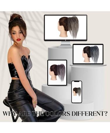 Claw Clip Ponytail Hair Extension | Tousled Updo Bun | Gray Black 10 inch - Buy Online on GoSupps.com