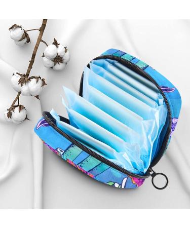 Stylish Menstruation Pad Bag with Zipper - Underwater Jellyfish & Coral Mussels Design | Women's Napkin & Tampon Collecting Bag - Buy Online on GoSupps.com